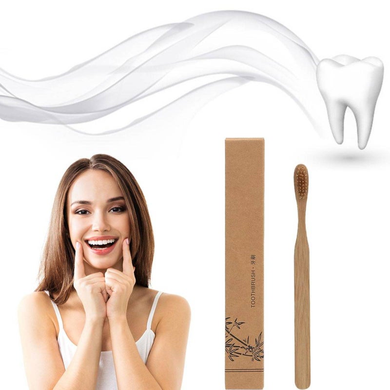 Boar Bristle Toothbrush, Bamboo Toothbrushes, Disposable Bamboo Brush with Biode-gradable Natural Bam-boo Handle for Gentle Cleaning, EcoFriendly Oral Care, Zero Waste Lifestyle (1 Pcs) - Image 1